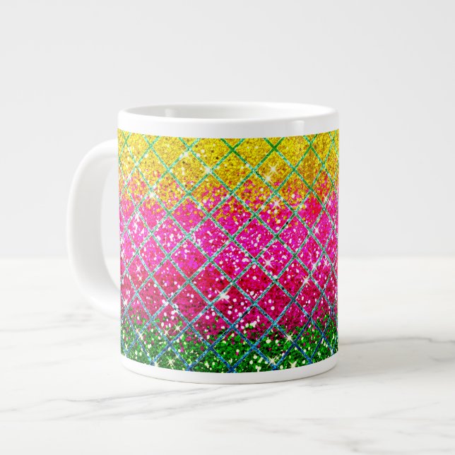 Glitter Pink Snakeskin Large Coffee Mug (Front Left)