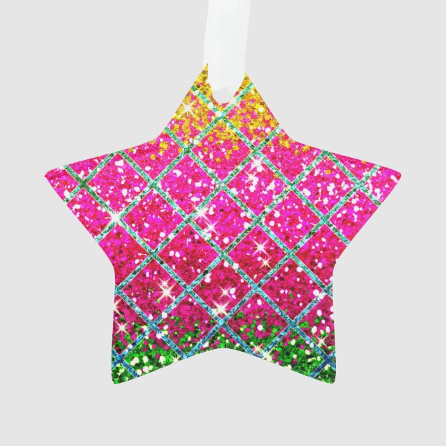 Glitter Pink Snakeskin Ornament (Back)