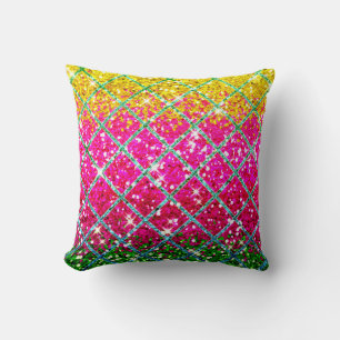 Glitter Pink Snakeskin Throw Pillow