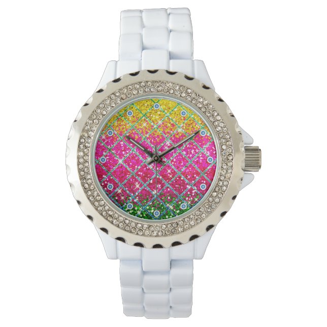 Glitter Pink Snakeskin Watch (Front)
