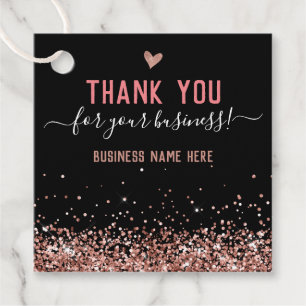 Glitter Pink Thank You Business Favour Tags