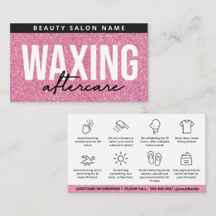 Glitter Pink Waxing Aftercare Card Hair Removal