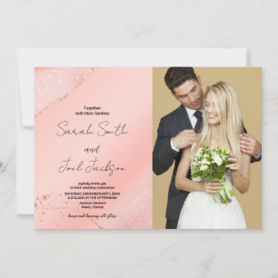 Glitter Pink Wedding Invitations with photo