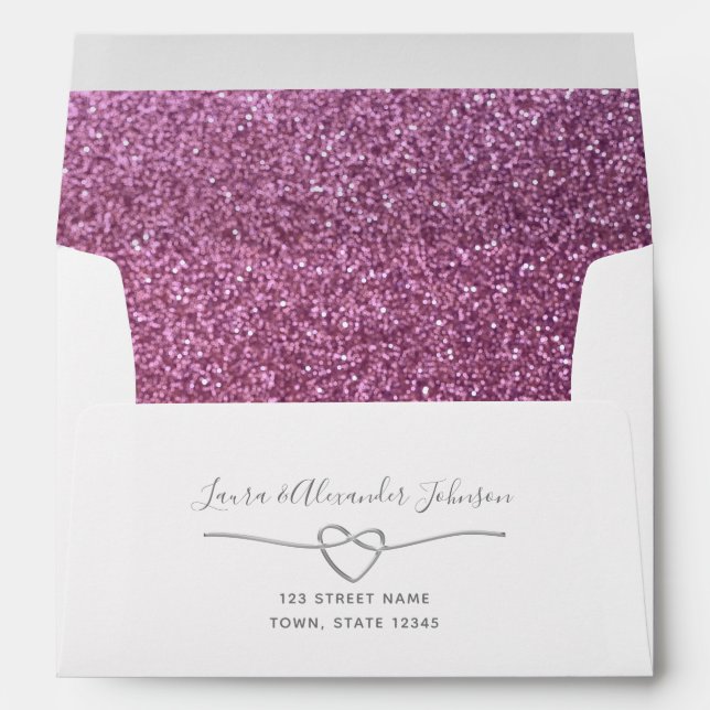 Glitter Pink Wedding Return Address 5x7 Envelope (Back (Bottom))