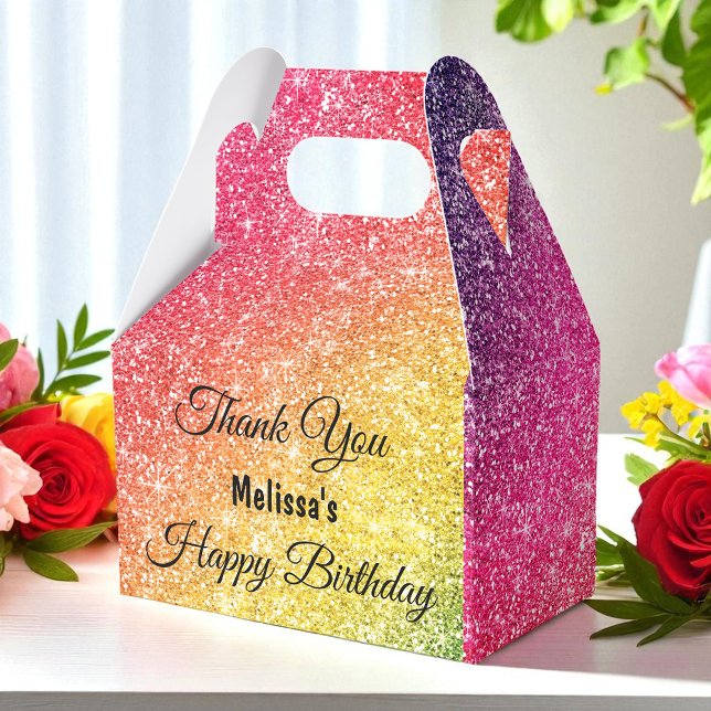 Glitter Pink Yellow Gold Thank You Favor Box (Creator Uploaded)