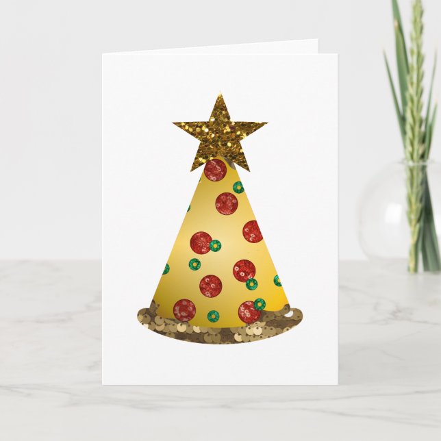 glitter pizza christmas tree holiday card (Front)