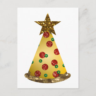 glitter pizza christmas tree holiday postcard