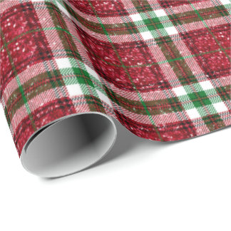 Glitter Plaid Christmas Wrapping Paper