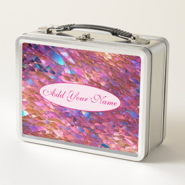 Glitter Popular Opal Holographic Collection Metal Lunch Box (Front)