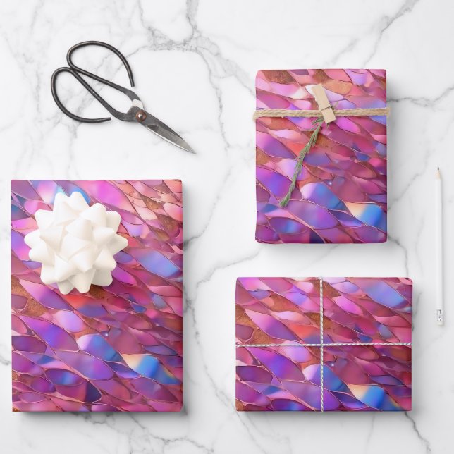 Glitter Popular Opal Holographic Collection Wrapping Paper Sheet (Front)