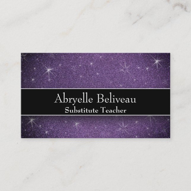 Glitter Professional Substitute Preschool Teachers Business Card (Front)