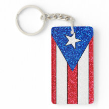 Glitter Puerto Rico flag rectangle keychain