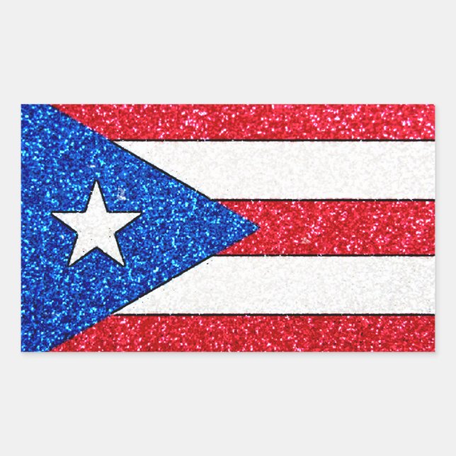 Glitter Puerto Rico flag rectangle stickers (Front)