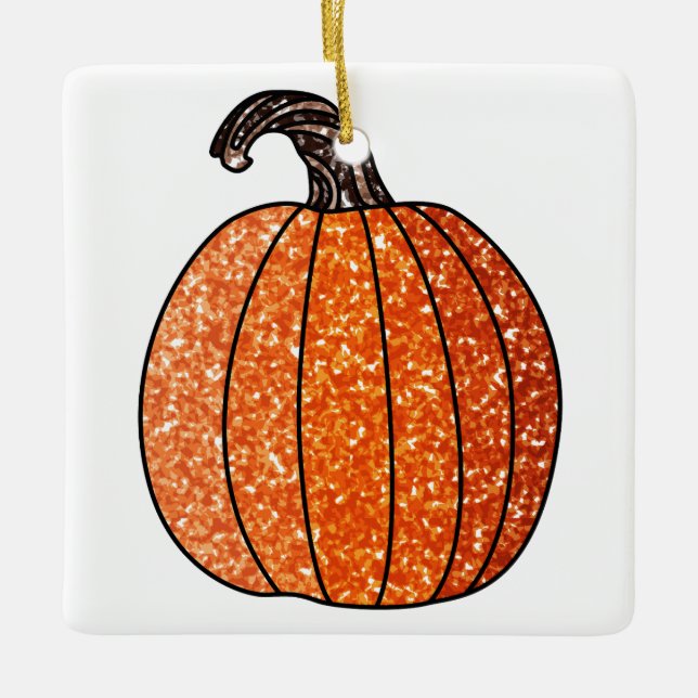 Glitter Pumpkin Ceramic Ornament (Front)
