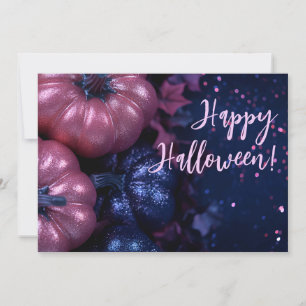 Glitter Pumpkins Halloween Greeting Card