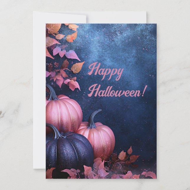 Glitter Pumpkins Halloween Greeting Card (Front)