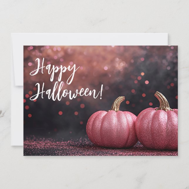 Glitter Pumpkins Halloween Greeting Card (Front)