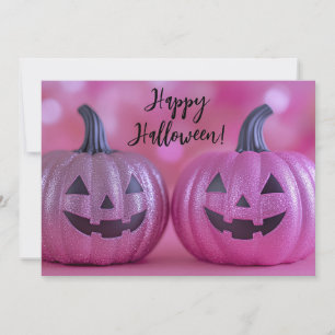 Glitter Pumpkins Halloween Greeting Card