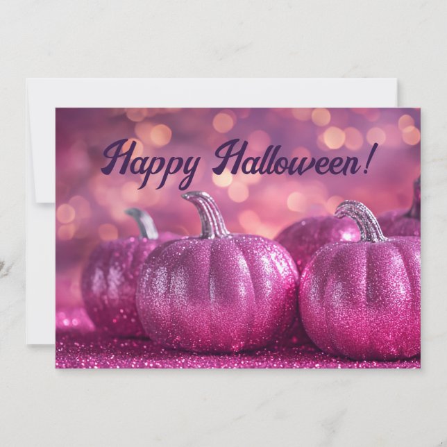 Glitter Pumpkins Halloween Greeting Card (Front)