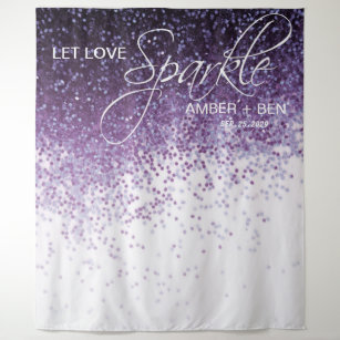Glitter Purple Confetti Wedding Backdrop Reception Tapestry