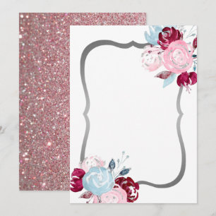 Glitter Purple Floral Blank Invitation