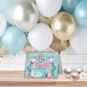 Glitter Purple Mermaid birthday Thank You Card