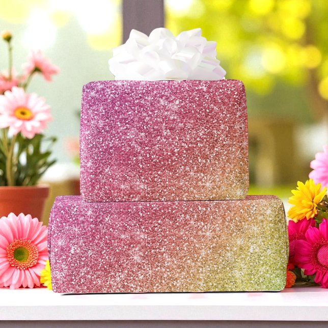 Glitter Purple Pink Yellow Colorful Rainbow Wrapping Paper (Creator Uploaded)