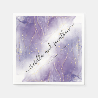 Glitter Purple & Silver Confetti Custom Paper  Napkin