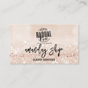 Glitter QR Code Logo Online Shop Light Pink Business Card