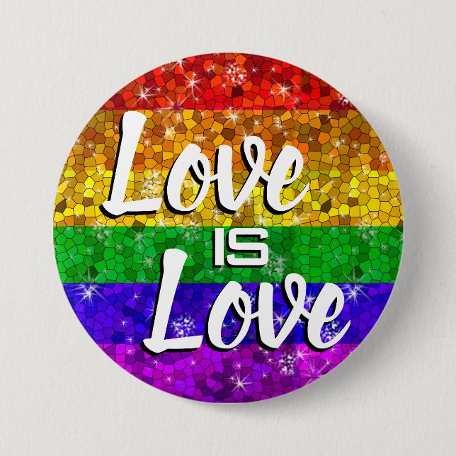 Glitter Rainbow Flag Marriage Equality Gay Pride 3 Inch Round Button (Front)