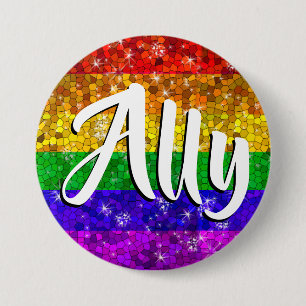 Glitter Rainbow Flag Marriage Equality Gay Pride 3 Inch Round Button