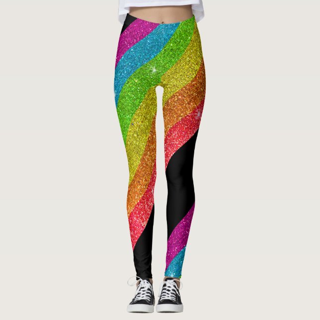 Glitter Rainbow Flag Marriage Equality Gay Pride Leggings (Front)
