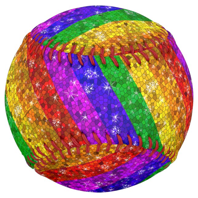 Glitter Rainbow Flag Marriage Equality Gay Pride Softball (Front)