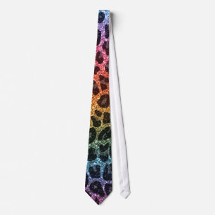 Glitter rainbow leopard print tie