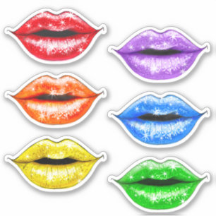 Glitter Rainbow Love Lips