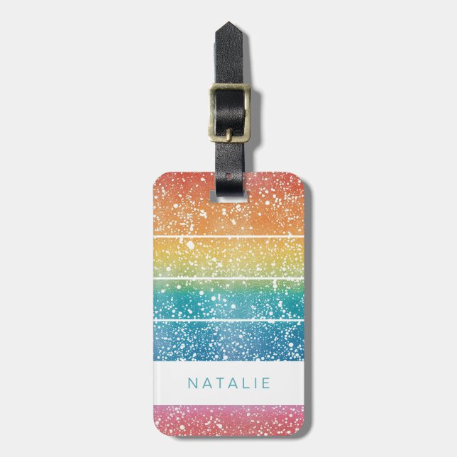 Glitter Rainbow Luggage Tag (Front Vertical)
