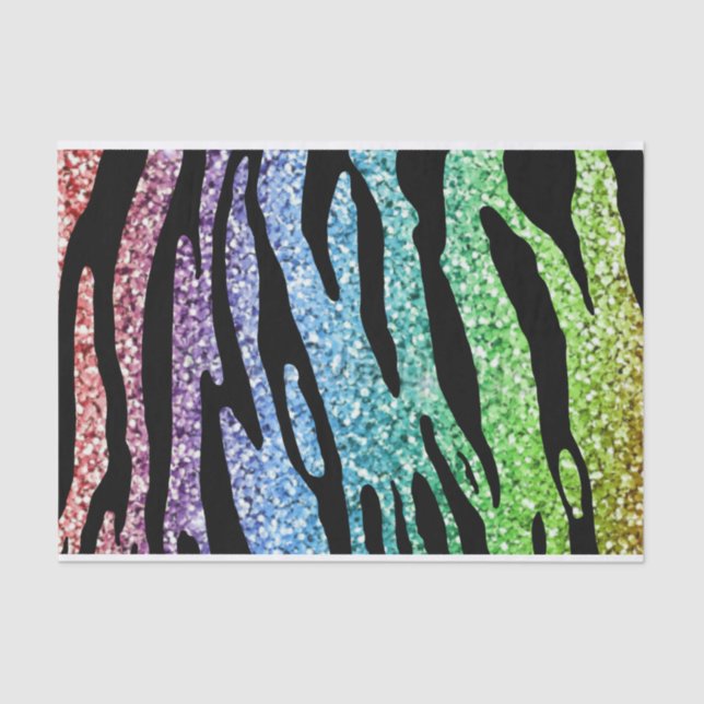 Glitter Rainbow Tiger Stripe Tissue Paper (Front)