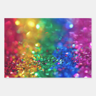 glitter rainbow wrapping paper sheet