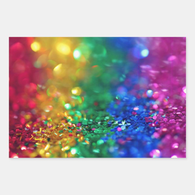 glitter rainbow wrapping paper sheet (Front 2)