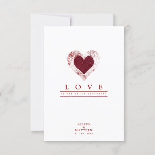 Glitter Red Heart Romantic Love Quote Wedding Invitation