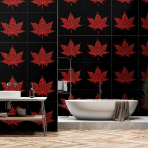 Glitter Red Maple Leaf Custom Colour Black Wallpaper