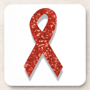 glitter red ribbon coaster