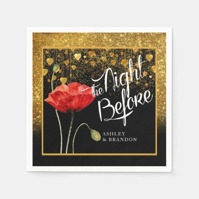 Glitter Rehearsal Dinner Napkins (Front)