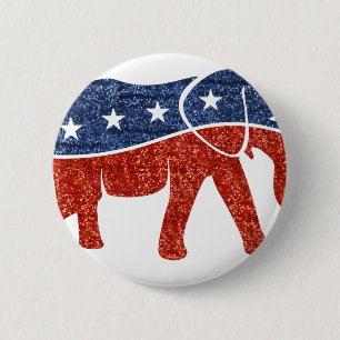 glitter republican elephant 2 inch round button