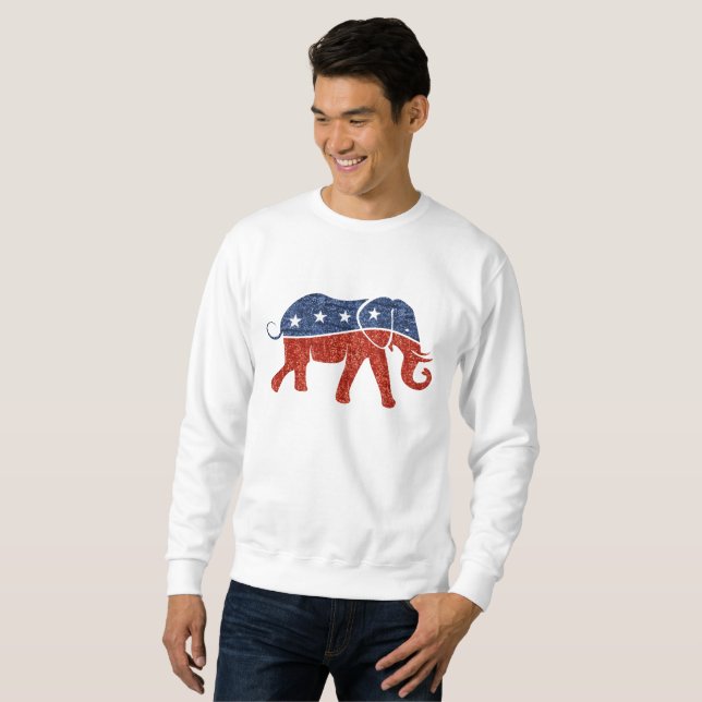 glitter republican elephant mens sweatshirt (Front Full)