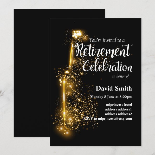 Glitter Retirement Celebration invitation (Front/Back)