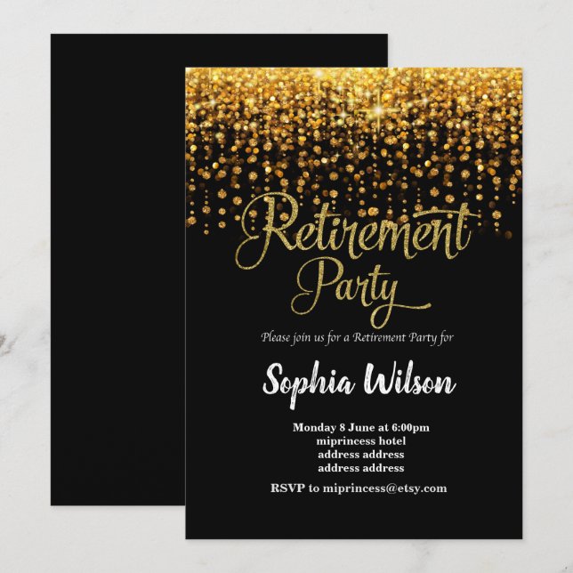 glitter Retirement Party invite (Front/Back)