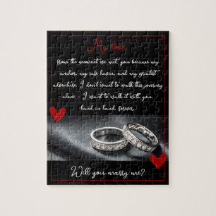 Glitter Rings Marriage Proposal Will You Marry Me Jigsaw Puzzle