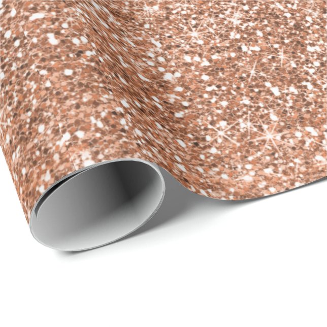 Glitter Rose Copper Coral Gold Marble Metallic Wrapping Paper (Roll Corner)