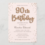 Glitter Rose Foil Balloons 90th Birthday Elegant Invitation<br><div class="desc">Glitter Rose Gold Foil Balloons 90th Birthday Elegant</div>